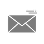 A gray envelope icon with motion lines, symbolizing an email or message being sent.